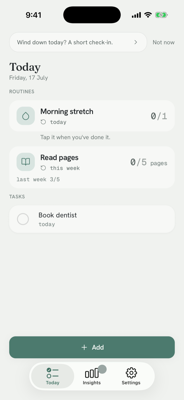 Redoist Today screen with routines and tasks